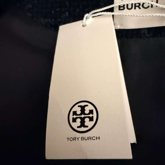 Tory Burch Slim Tweed Jacket Black Gold Logo Button Size 12 New With Tags - Picture 11 of 13